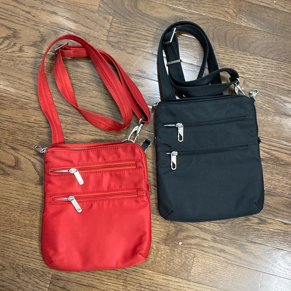Travelon brand cross-body travel bags. Two colors available.